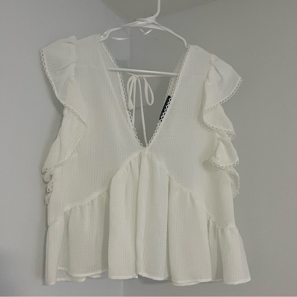 Zara Lacey White Crop Top - Never Worn